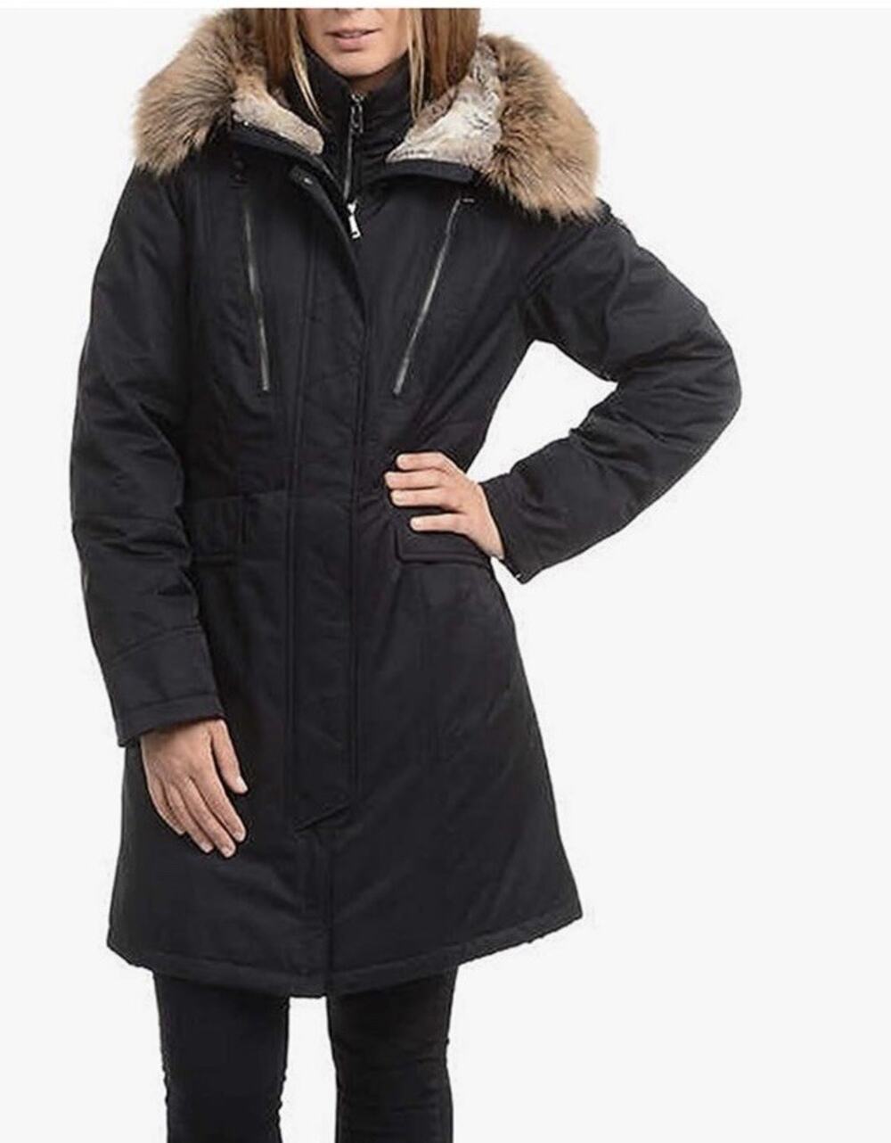 1 Madison Expedition Women's Faux Fur Hooded Parka Jacket - Black XL